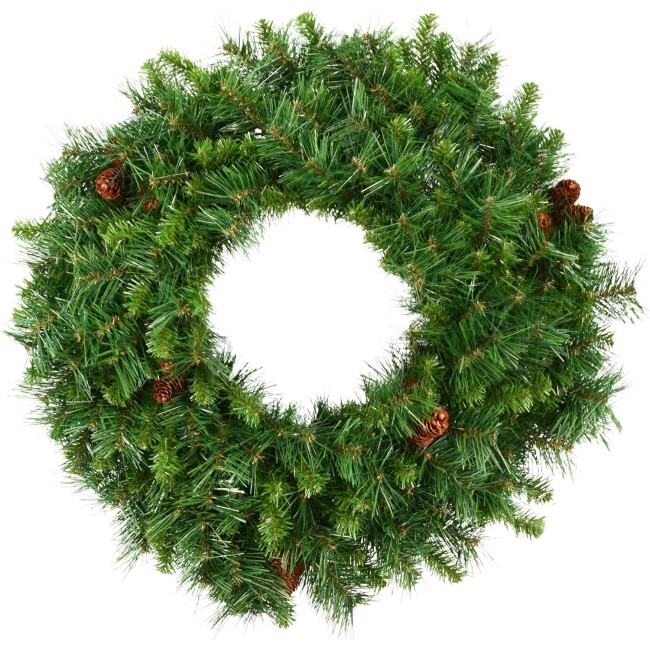 Vickerman 48" Cheyenne Pine Artificial Christmas Wreath with 450 PVC Tips - Indoor and Outdoor Use- Seasonal Holiday Decor - Featuring Pinecones for a Realistic Look