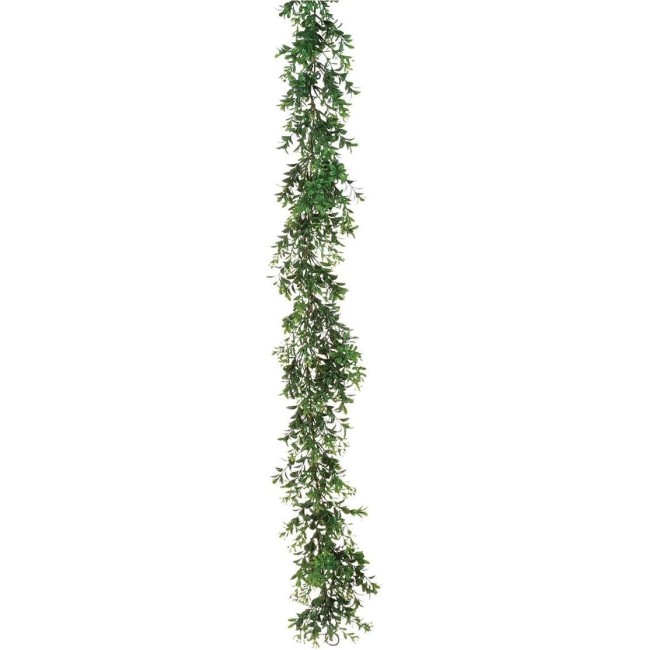  6 ft Boxwood Green Garland, Artificial Greenery, Everyday Garland, Perfect for Weddings, Fireplace Mantels, Dining and Living Rooms