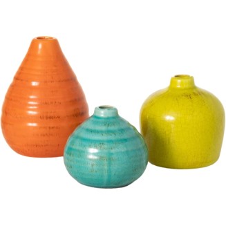  Ceramic Vase Set- 3 Small Vases, Rustic Home Décor, Modern Farmhouses; Ideal Shelf Décor, Table Décor, Bookshelf, Mantle, Multicolored (CM2219)