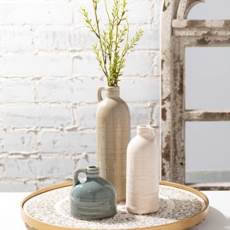  Ceramic Jug Vase Set, Farmhouse Decor, Kitchen, Bedroom, Office, Living Room, Bathroom, & Coffee Table Centerpiece Decorations, Vases for Decor, Mantle & Shelf Decor (CM2431)