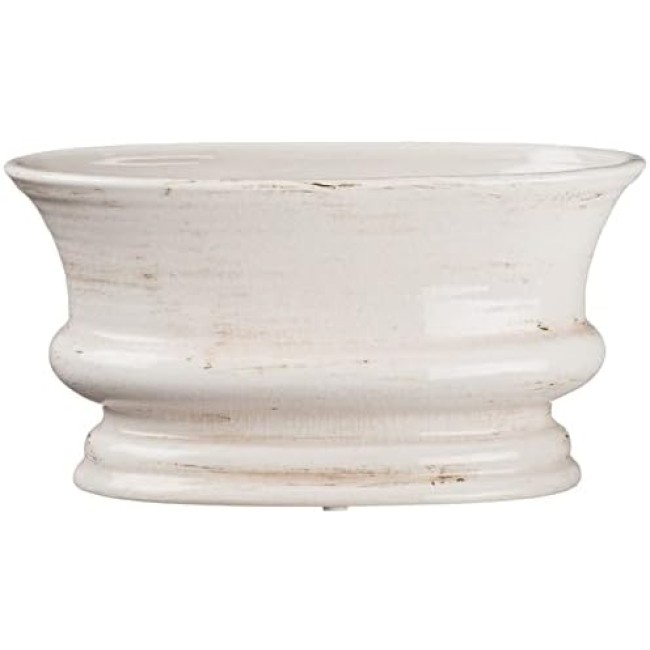  Oval Distressed Ceramic Vase, Home Decor Accents, Modern Farmhouse Living Room Décor and Accessories, Ideal Shelf Décor, Table and Mantle Decorations, (CM2342)