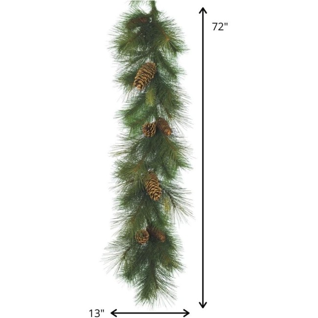  Christmas Artificial Sugar Pine Garland, Christmas Decorations, Christmas Garland, Christmas Garland for Mantle, Mantle Decorations, Pine Garland, Green, 6 Feet Long