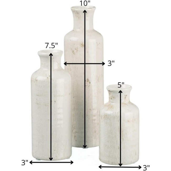  White Ceramic Vase Set, Farmhouse Decor, Home Decorative Vase, Vases For Your Kitchen, Bedroom, Office, Living Room, Bathroom, & Shelf Centerpiece Table Decorations (CM2333)