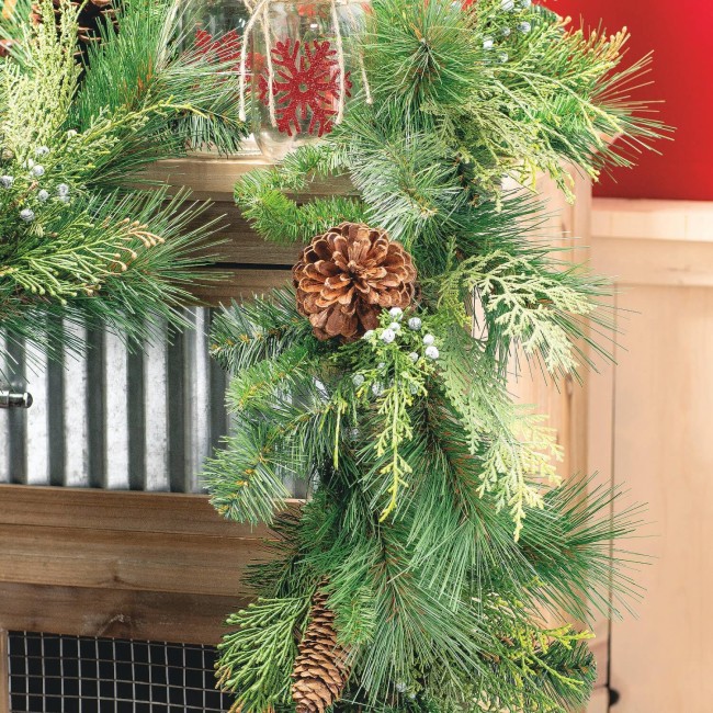  Christmas Artificial Mixed Pine Garland Christmas Decorations, Christmas Garland, Christmas Garland for Mantle, Mantle Decorations, Mantle Garland Christmas, Pine Garland, Green, 72" L