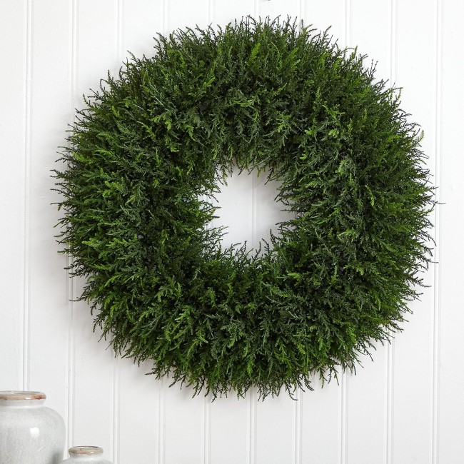 Nearly Natural 32-in. Giant Cedar Artificial Wreaths Green