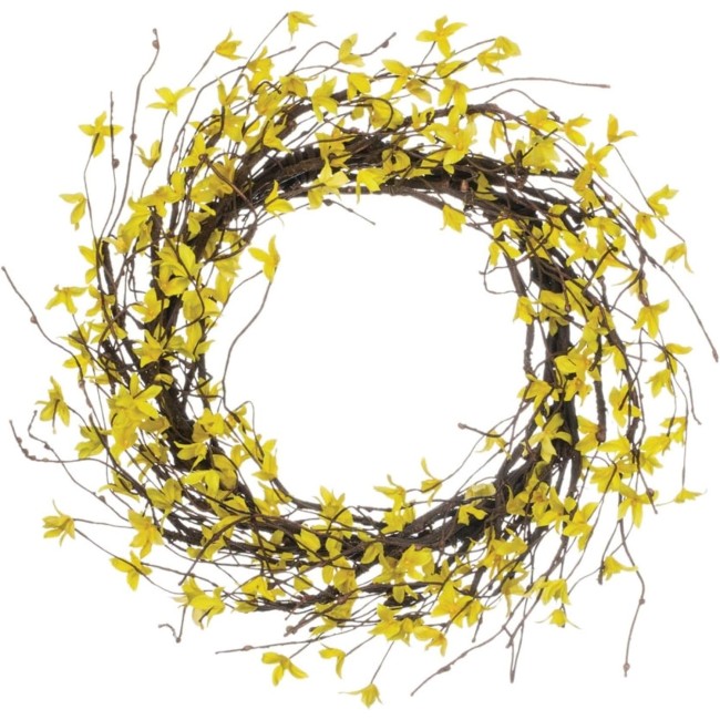  22 Inch Forsythia Wreath, Spring and Summer Artificial Wreath, Everyday Wreath, Front Door Wreaths, Indoor & Outdoor Wreaths, Door, Entryway, Porch Décor