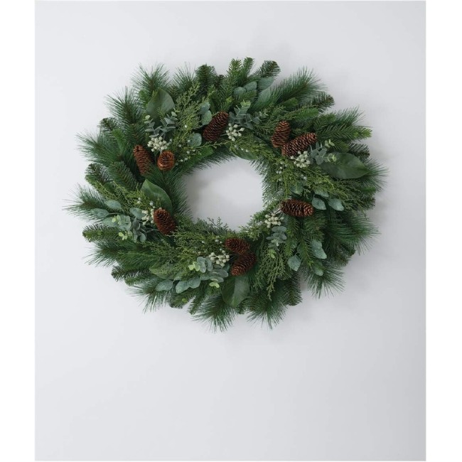  30 Inch Mix Pine and Eucalyptus Wreath, Christmas Artificial Wreath, Winter Wreath, Front Door Wreaths, Indoor & Outdoor Wreaths, Door, Entryway, Porch Décor