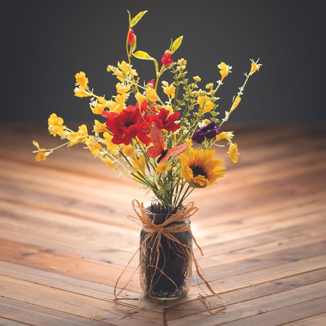  Faux Wildflower Arrangement in a Glass Jar