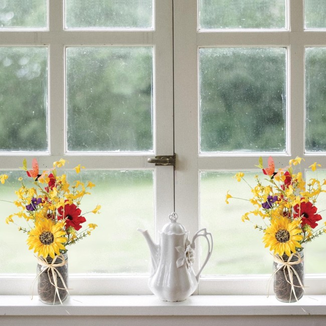  Faux Wildflower Arrangement in a Glass Jar