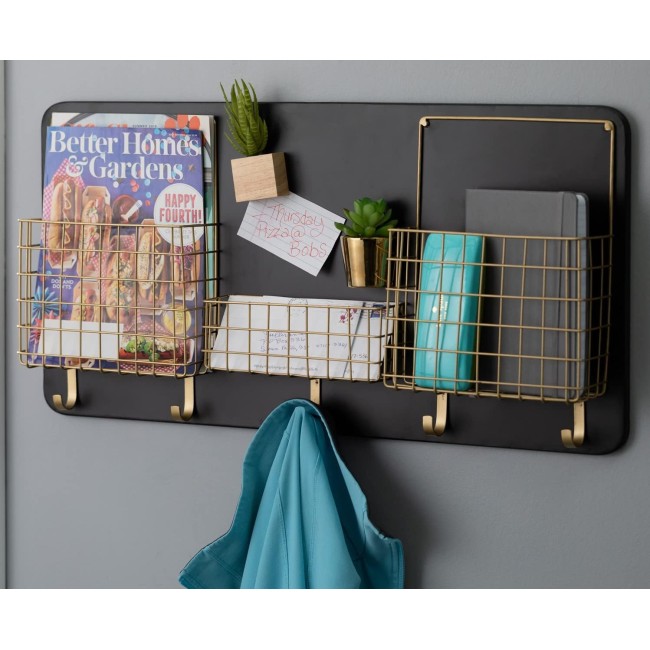 Home Office and School Mesh Wall Bin Organizer with Hooks