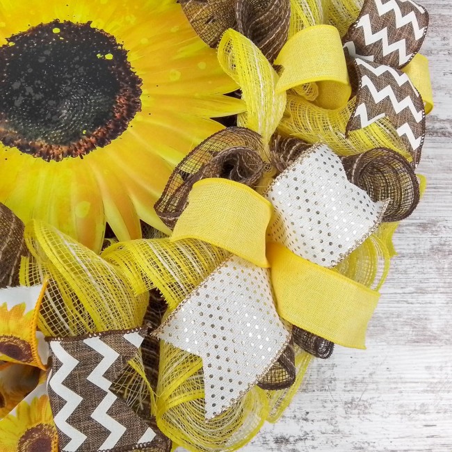 Sunflower Front Door Wreath - Burlap Sun Flower Decorations | Yellow Brown Jute, Thank You, Housewarming