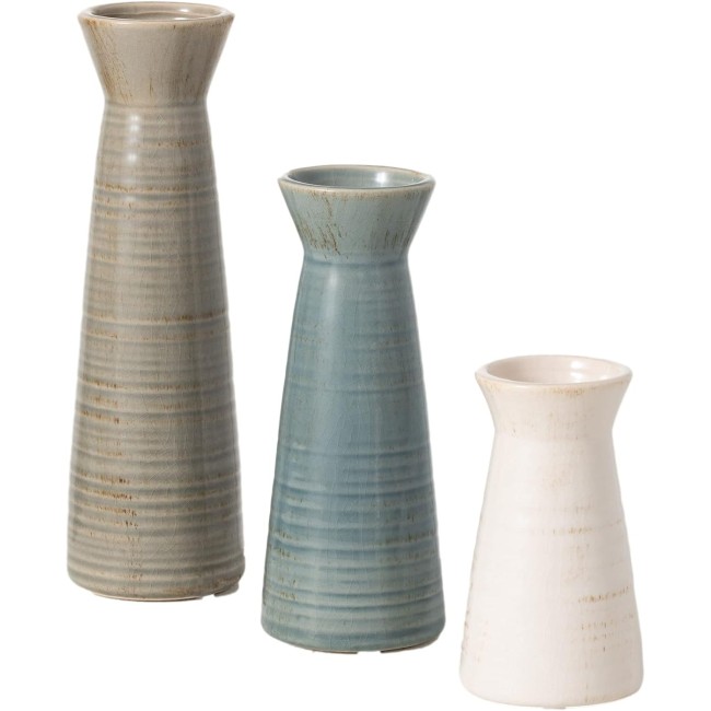  Ceramic Vase Set- 3 Small Vases, Rustic Home Décor, Modern Farmhouse, Ideal Shelf Décor, Table Décor, Bookshelf, Mantle, Entryway- Multi-color (CM2968)