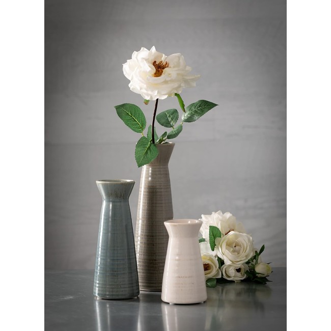  Ceramic Vase Set- 3 Small Vases, Rustic Home Décor, Modern Farmhouse, Ideal Shelf Décor, Table Décor, Bookshelf, Mantle, Entryway- Multi-color (CM2968)