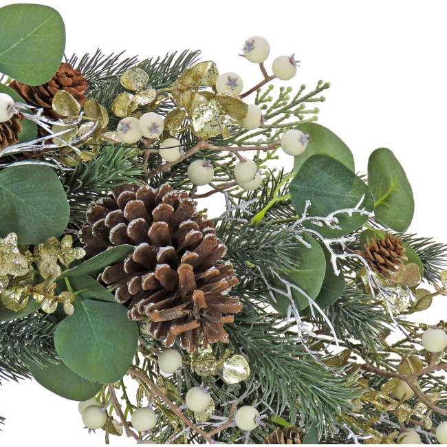 Home Collection Unlit Artificial Christmas Wreath, Mixed Branch Tips, Woven Branch Ring Base, Unlit, 26 Inches