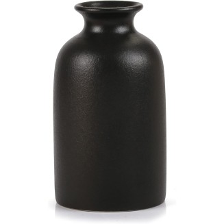 Ceramic Black Small Vase, Dry Flower Vases Minimalism Style for Modern Table Shelf Fit Fireplace Bedroom Kitchen Living Room Home Decor (Black, Small)