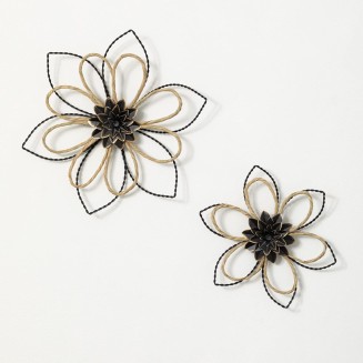  Sculpted Wire Wall Flower Art Set of 2, Wall Decorations For Home, Modern Farmhouse Wall Decor