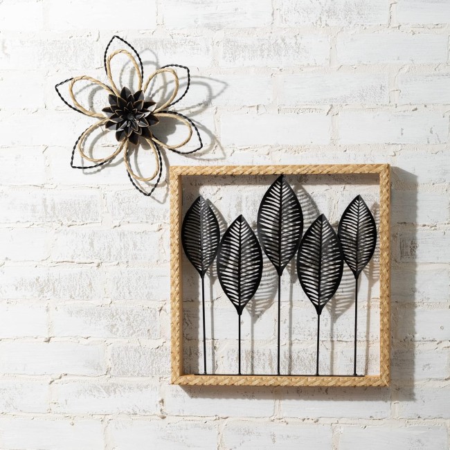  Sculpted Wire Wall Flower Art Set of 2, Wall Decorations For Home, Modern Farmhouse Wall Decor