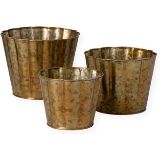  Bronze Metal Bucket Planter Set of 3