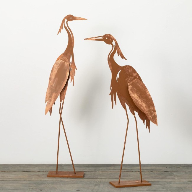  42.25" Copper Garden Crane Figurines - Set of 2