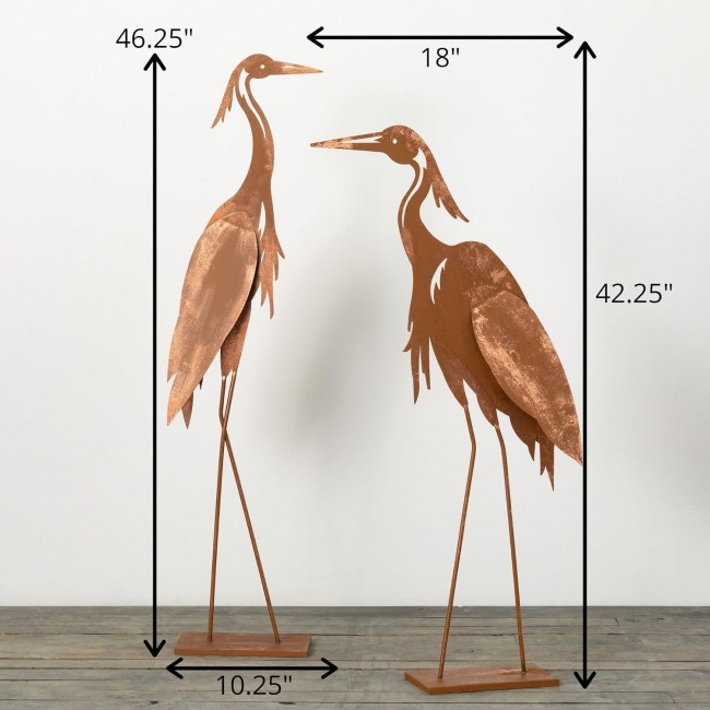  42.25" Copper Garden Crane Figurines - Set of 2