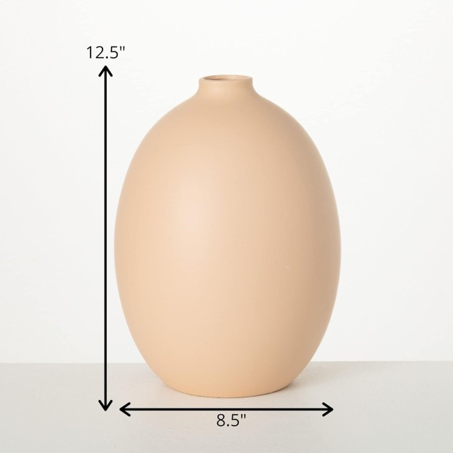  12.5" Matte Peach Tall Jug Vase, Home Décor Accents, Tabletop Vases, Living Room Décor, Mantle and Entryway Vases