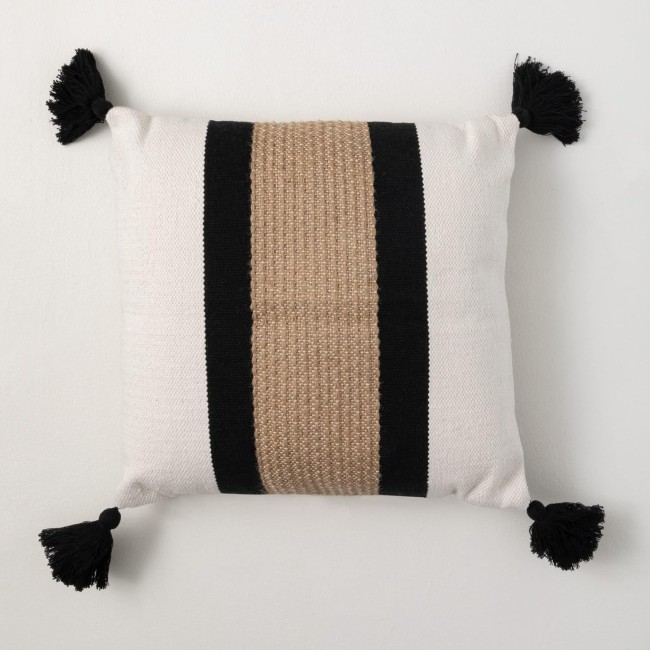  Stripe Square Tasseled Pillow, Throw Pillows, Living Room Décor, Couch Pillows