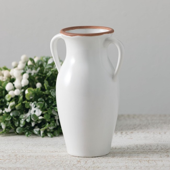  Modern Vase with Handles, Modern Home Decor, Flower Vase, Ceramic Vases for Your Living Room, Home Office, and Kitchen, Minimalist Shelf Decor, Vases for Real or Fake Flowers (CM3125) White