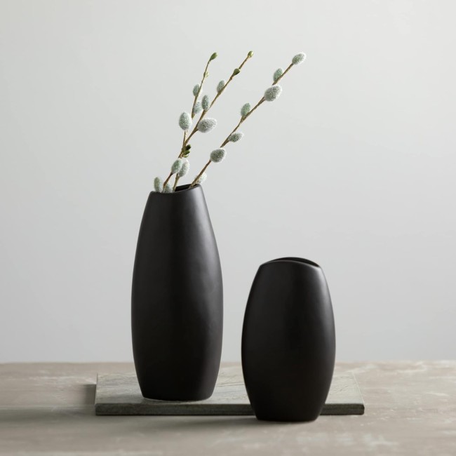  Black Vase Set, Modern Home Decor, Ceramic Vases for Home Decor, Black Vases for Fake or Real Flowers, Minimalist Living Room Decor, Decorative Vase Set for Your Shelf and Mantle (CM3122)