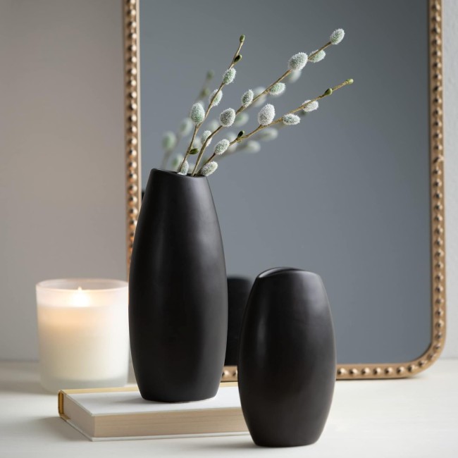  Black Vase Set, Modern Home Decor, Ceramic Vases for Home Decor, Black Vases for Fake or Real Flowers, Minimalist Living Room Decor, Decorative Vase Set for Your Shelf and Mantle (CM3122)