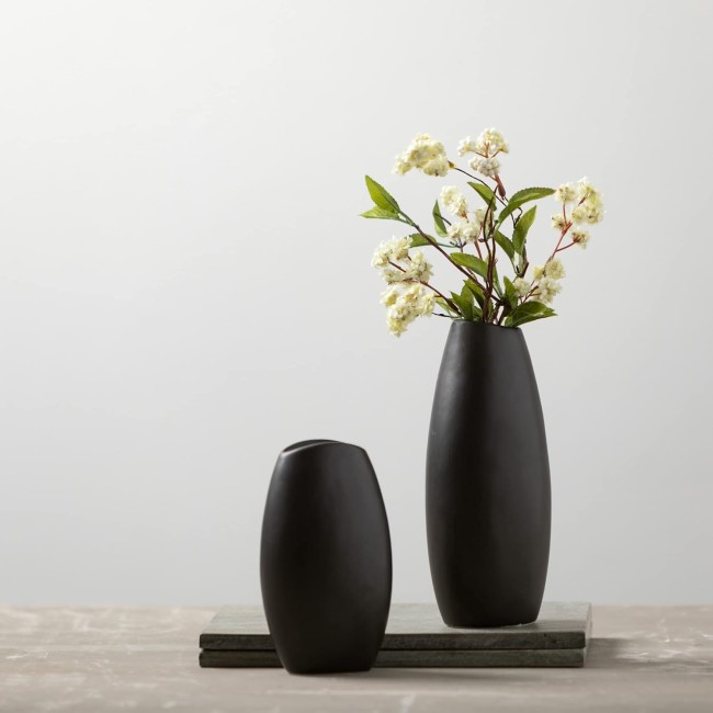  Black Vase Set, Modern Home Decor, Ceramic Vases for Home Decor, Black Vases for Fake or Real Flowers, Minimalist Living Room Decor, Decorative Vase Set for Your Shelf and Mantle (CM3122)