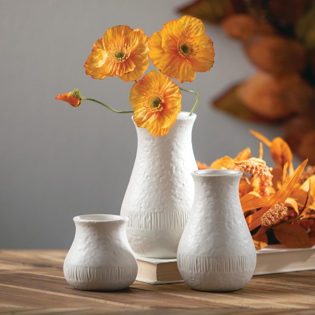  Modern Vase Set, Vases for Decor, Flower Vases, Modern Home Decor, White Vases for Real or Fake Flowers, Shelf and Room Decor, Minmalist Ceramic Vase Set, Living Room & Office Decor (CM3120)