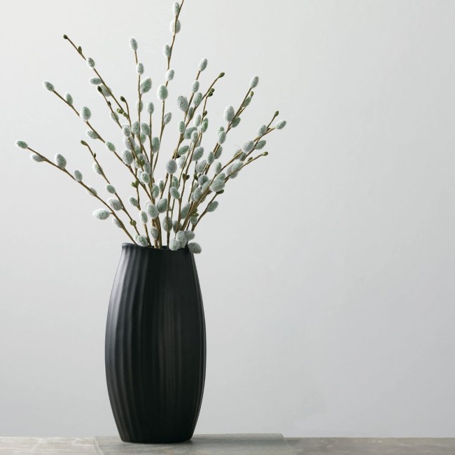  Ceramic Black Vase, 9" Tall Flower Vase for Modern Home Décor, Minimalist Ceramic Vase for Shelf and Table, Vases for Centerpieces, Living Room, Bedroom, Kitchen, and Office Décor (CM3116)