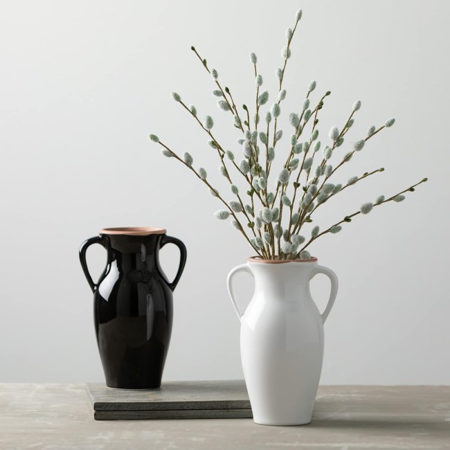  Modern Vase with Handles, Modern Home Decor, Flower Vase, Ceramic Vases for Your Living Room, Home Office, and Kitchen, Minimalist Shelf Decor, Vases for Real or Fake Flowers (CM3121) Black