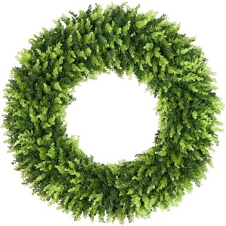 DDHS 32 inch Boxwood Wreath, Artificial Large Summer Wreaths for Front Door with Yellow Cloth can DIY Shaped, Spring or Summer Wreaths for Hanging in The Shop, Farmhouse, Roof Green Wreath Decoration