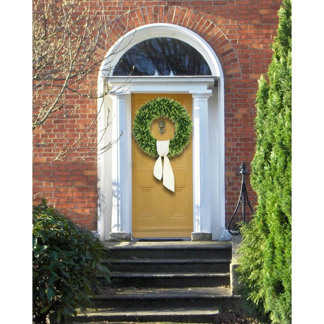 DDHS 32 inch Boxwood Wreath, Artificial Large Summer Wreaths for Front Door with Yellow Cloth can DIY Shaped, Spring or Summer Wreaths for Hanging in The Shop, Farmhouse, Roof Green Wreath Decoration