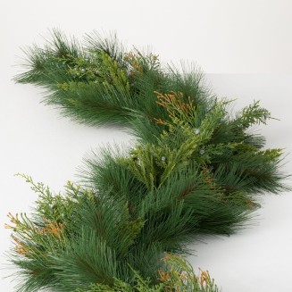  Artificial Mixed Pine & Juniper Garland Green 75" L, Christmas Decor, Christmas Garland, Indoor Christmas Decorations, Mantle Décor