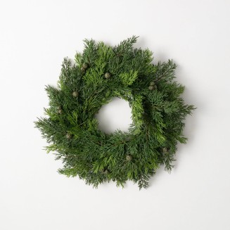 19" H  Lush Cypress & Berry Wreath; Green Winter Wreaths for Front Door, Christmas Décor, Christmas Wreaths, Indoor or Outdoor Wreaths