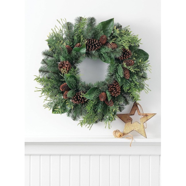  Artificial Australian Pine Wreath 24" H Green, Christmas Décor, Christmas Wreaths, Indoor or Outdoor Wreaths