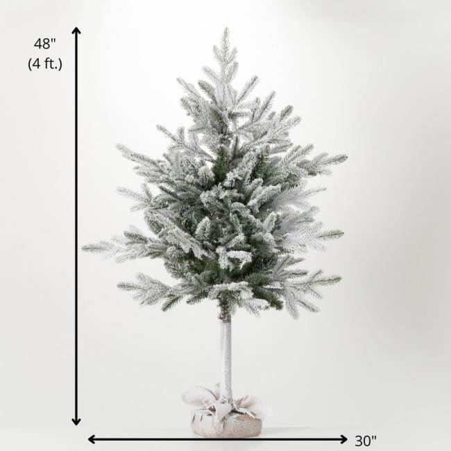  4 Foot Snowy Flocked Pine Tree in Bag, Christmas Décor Trees, Holiday Decor, Christmas Tabletop Trees, Mantle Decor, Christmas Decorations