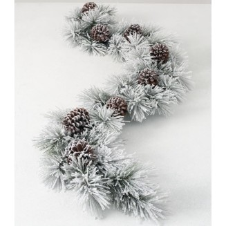  6 ft Snow Flocked Pine Garland, Artificial Greenery, Seasonal Decor, Perfect for Weddings, Fireplace Mantels, Dining and Living Rooms