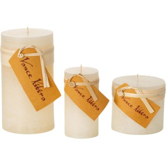  Vance Kitira Set of 3 Pillar Candles, Melon White Candle Set, Clean-Burning, Environmental-Friendly, Scentless, Real-Wax Candles, Home Décor