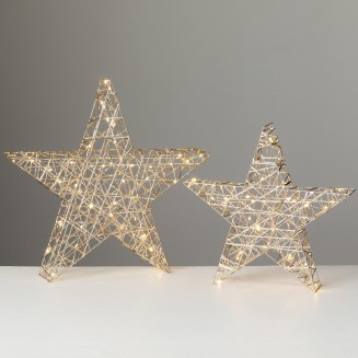 19.75" H and 16" H  Lighted Outdoor Gold Stars - Set of 2, Gold