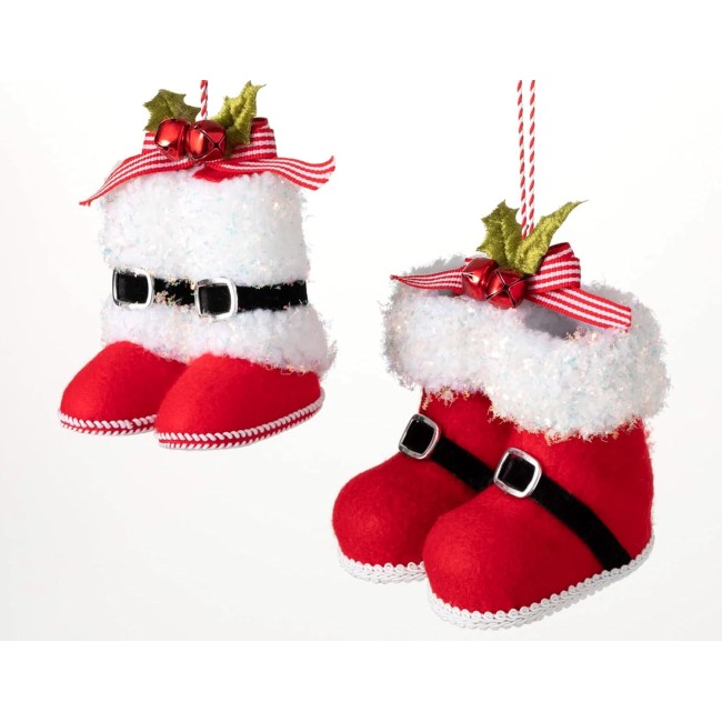  Santa's Boots Ornament Set - Set of 2 - Home for The Holidays - Christmas Tree Ornaments - Santa Ornament - Red Christmas Ornaments