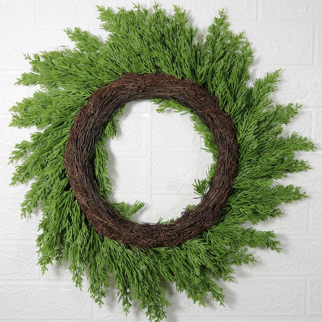 4PCS Christmas Norfolk Pine Wreath,Christmas Wreath for Front Door, Artificial Green Wreath Greenery Realistic Wreath Holiday Decoration for Holiday Thanksgiving Fall Winter Decor