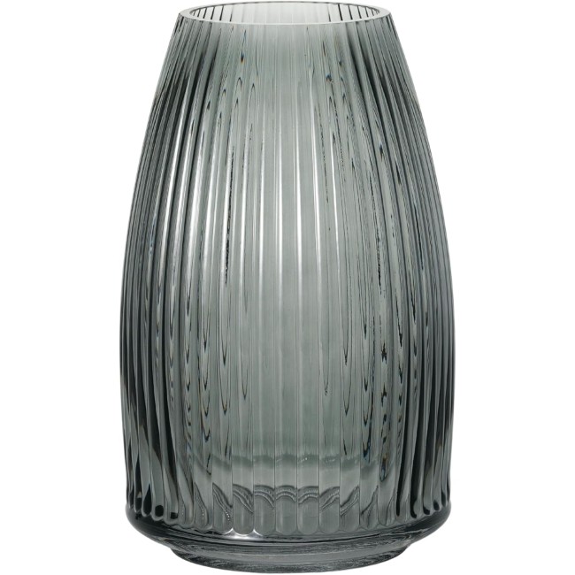  Black Smoked Ribbed Glass Vase, Flower Vase for Modern Home Decor, Minimalist Glass Vase for Shelf and Table, Vases for Centerpieces, Living Room, Bedroom, Kitchen, and Office Decor (G8479)