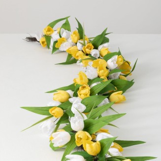  5 ft Full Flowering Tulip Garland, Artificial Greenery, Decor for All Seasons, Perfect for Weddings, Fireplace Mantels, Dining and Living Rooms