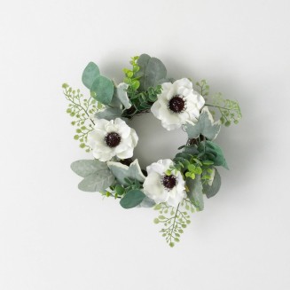  10.25 Inch Anemone Silvery Mini Wreath, Spring and Summer Artificial Wreath, Everyday Wreath, Front Door Wreaths, Indoor & Outdoor Wreaths, Door, Entryway, Porch Décor