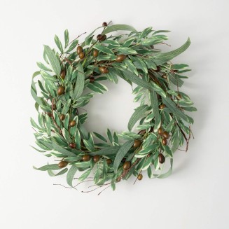  22 Inch Olive Leaf Wreath, Spring and Summer Artificial Wreath, Everyday Wreath, Front Door Wreaths, Indoor & Outdoor Wreaths, Door, Entryway, Porch Décor