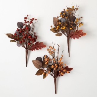  Warm Fall Berry Pick Set of 3, Artificial Fake Flower, Lifelike Bouquet Centerpiece for Home, Office, Weddings and Gifts Decor