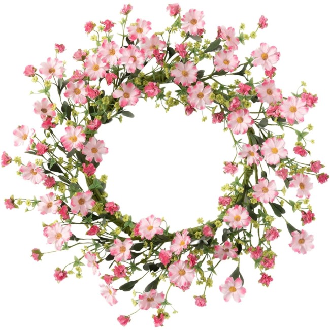  19 Inch Wildflower Wreath, Spring and Summer Artificial Wreath, Everyday Wreath, Front Door Wreaths, Indoor & Outdoor Wreaths, Door, Entryway, Porch Décor